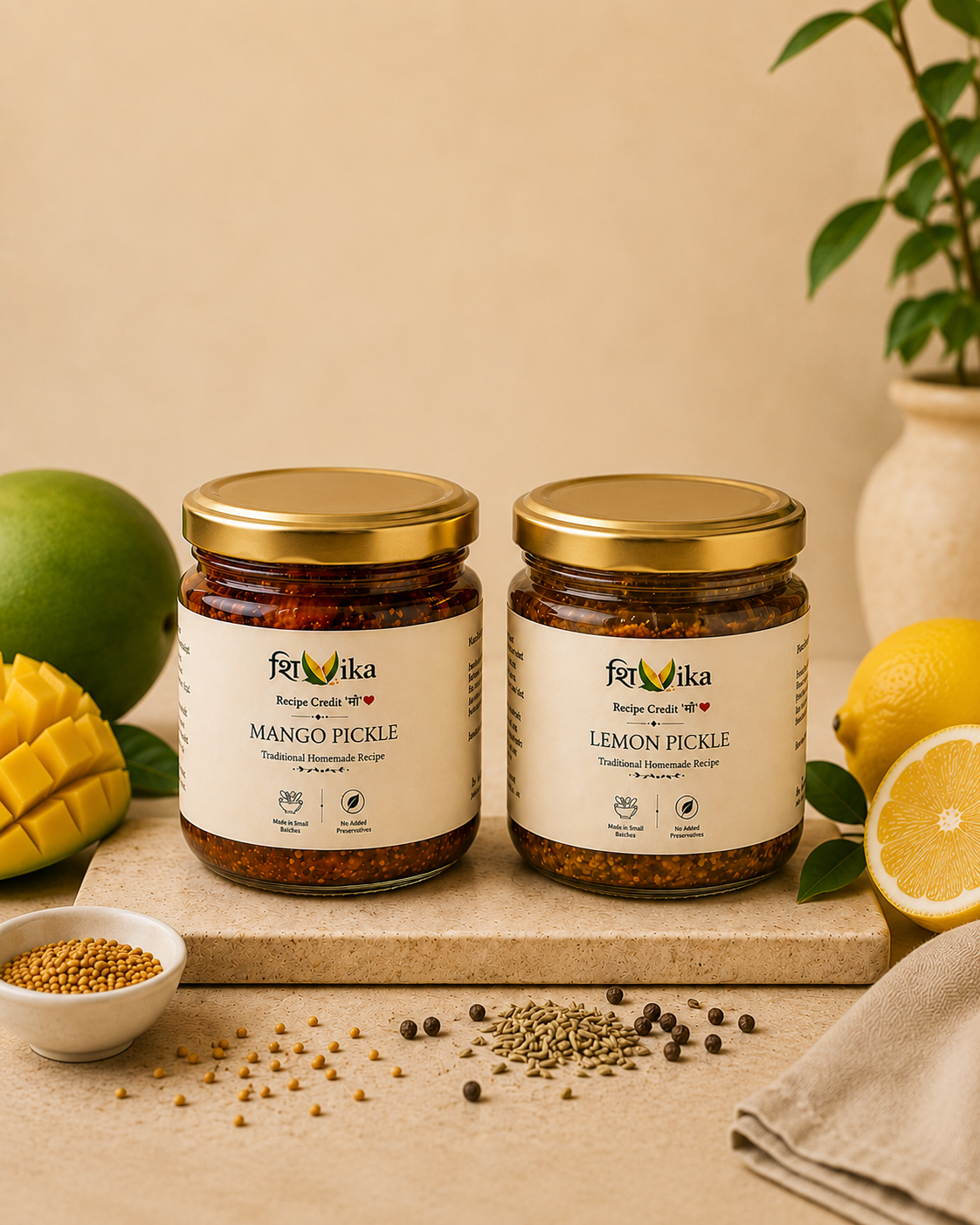 Rajasthani Mango Pickle (Mustard Oil) and Khatta Meetha Nimbu (Zero Oil) Combo | No Preservative | Homemade